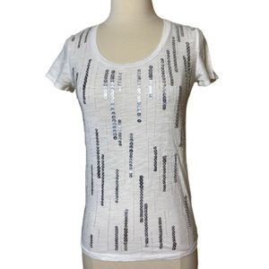 #42 AnnTaylor white T-shirt with elegant silver sequins